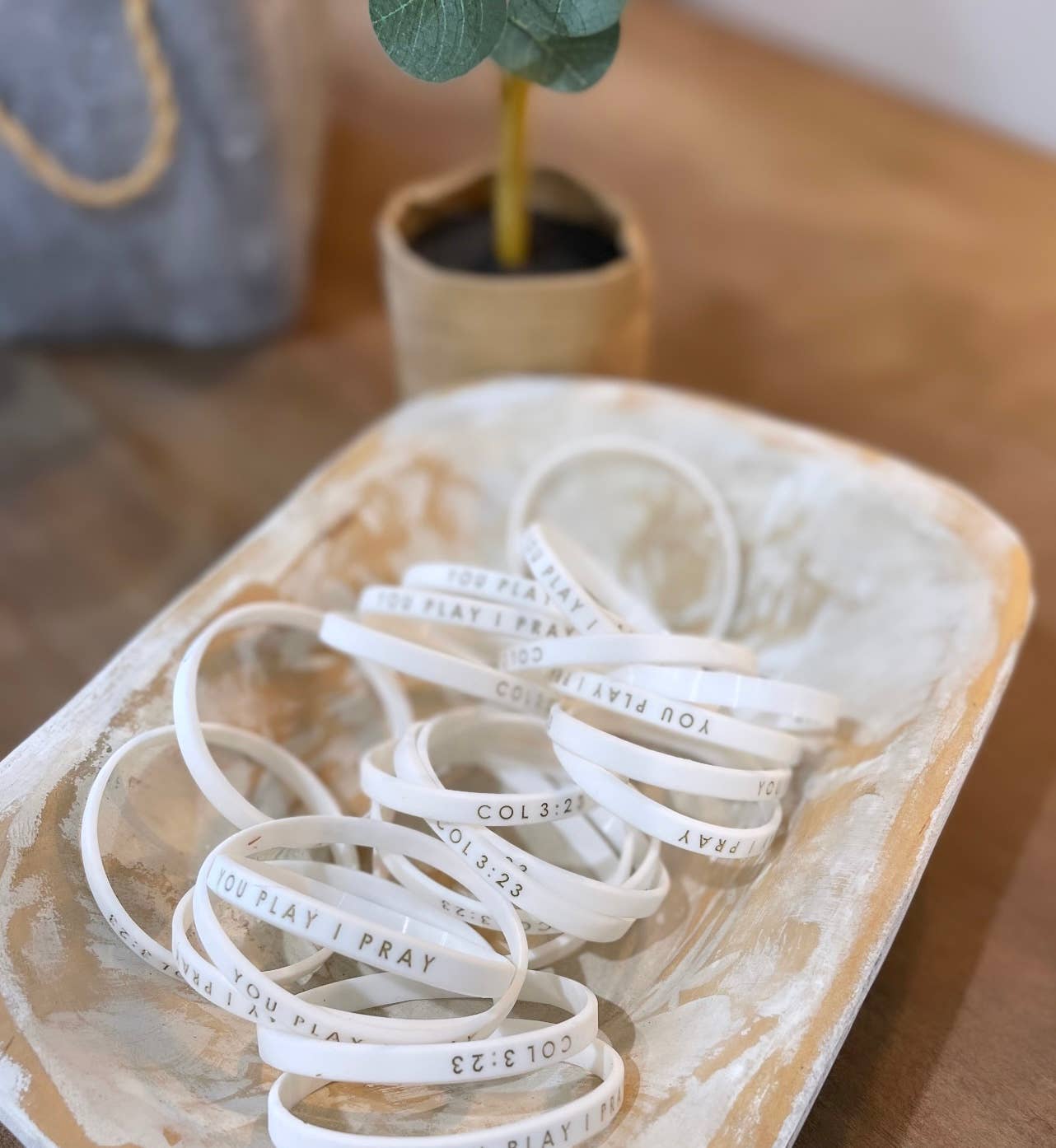 Team Spirit Bracelets | You Play I Pray | White & Gold Adult